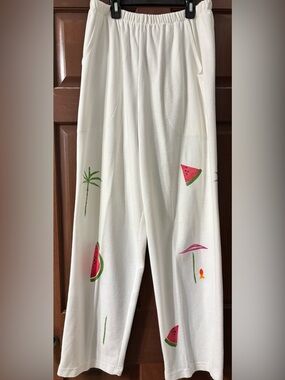 Unique find!  White hand painted pants from Play Alegre size XL made in the USA